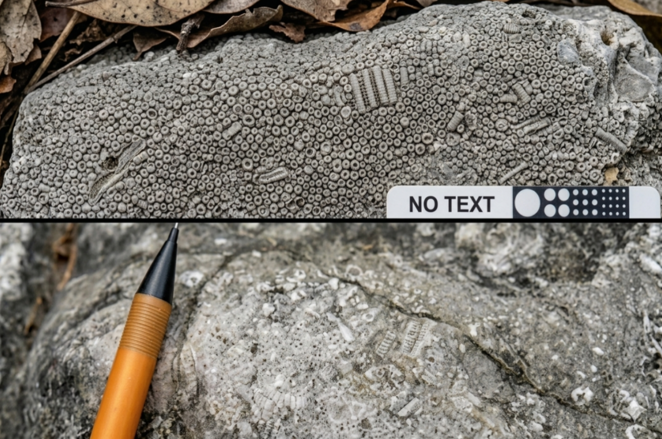 Hóa thạch Crinoids Huệ biển hệ tầng Bắc Sơn tại xã Khánh Khê